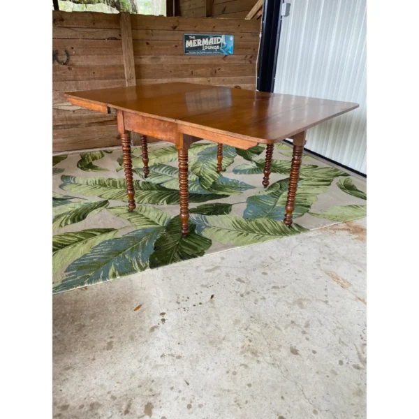 1940s Gate Leg Drop Leaf Spindle Dining Buffet Table - Image 12