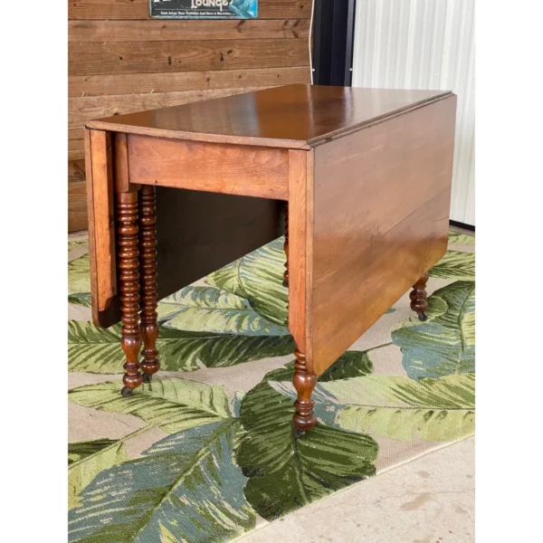 1940s Gate Leg Drop Leaf Spindle Dining Buffet Table - Image 3
