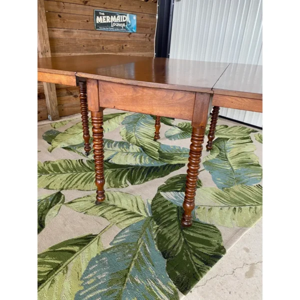 1940s Gate Leg Drop Leaf Spindle Dining Buffet Table - Image 4