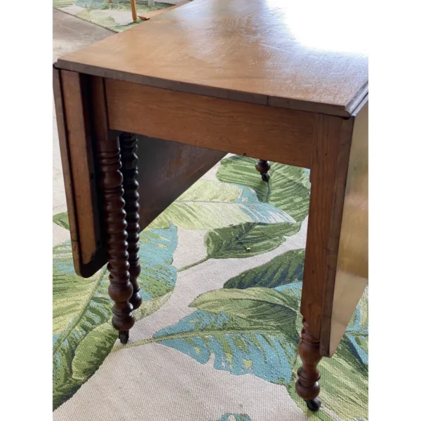 1940s Gate Leg Drop Leaf Spindle Dining Buffet Table - Image 7