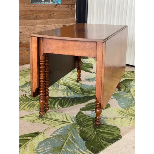 1940s Gate Leg Drop Leaf Spindle Dining Buffet Table - Image 6