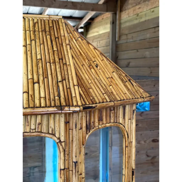 1950’s Coastal Asian Pagoda Split Bamboo Terrarium Display Cabinet - Image 4