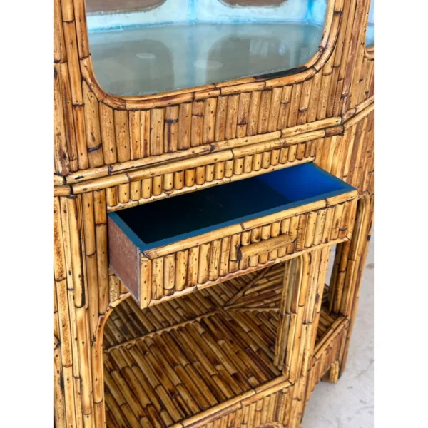 1950’s Coastal Asian Pagoda Split Bamboo Terrarium Display Cabinet - Image 9
