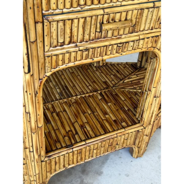1950’s Coastal Asian Pagoda Split Bamboo Terrarium Display Cabinet - Image 12