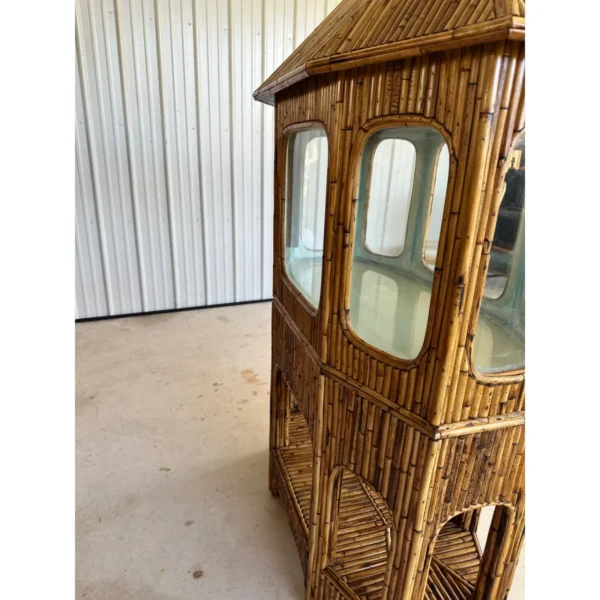 1950’s Coastal Asian Pagoda Split Bamboo Terrarium Display Cabinet - Image 7