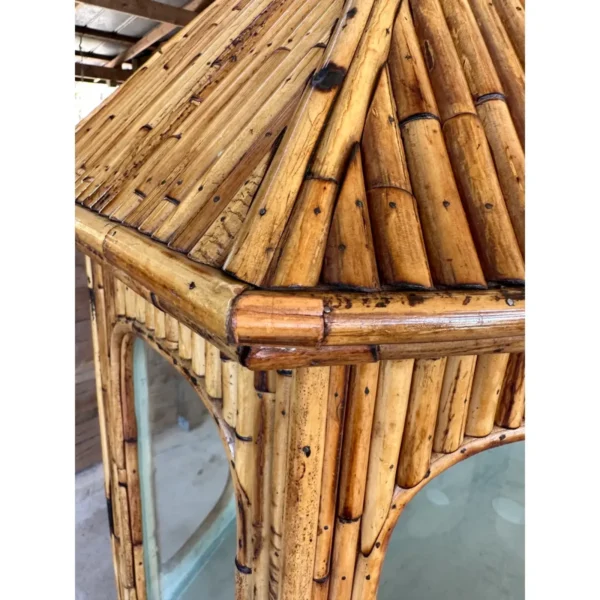 1950’s Coastal Asian Pagoda Split Bamboo Terrarium Display Cabinet - Image 5