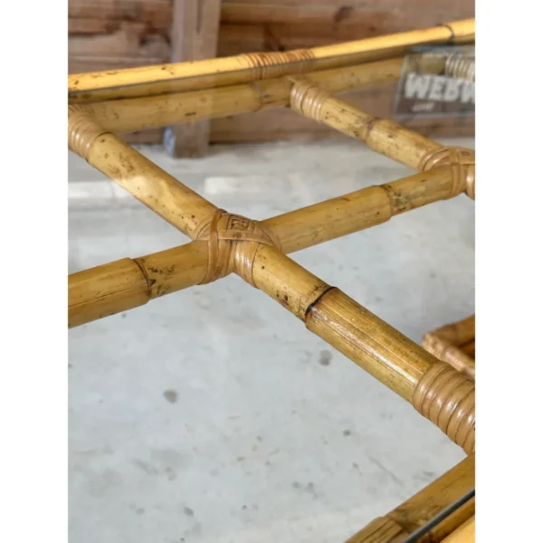 1960’s Coastal Organic Modern Bamboo Waterfall Scroll Console - Image 12