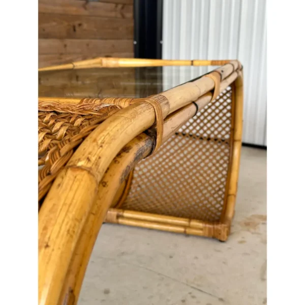 1960’s Coastal Organic Modern Bamboo Waterfall Scroll Console - Image 10