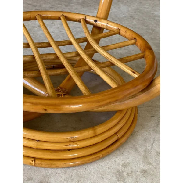1970’s Coastal Mid-Century Modern Stacked Rattan Side Tables-Pair - Image 10