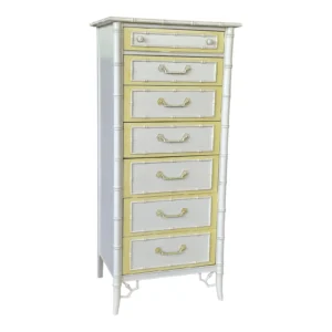 1970’s Coastal Regency Thomasville Allegro Faux Bamboo Lingerie Chest