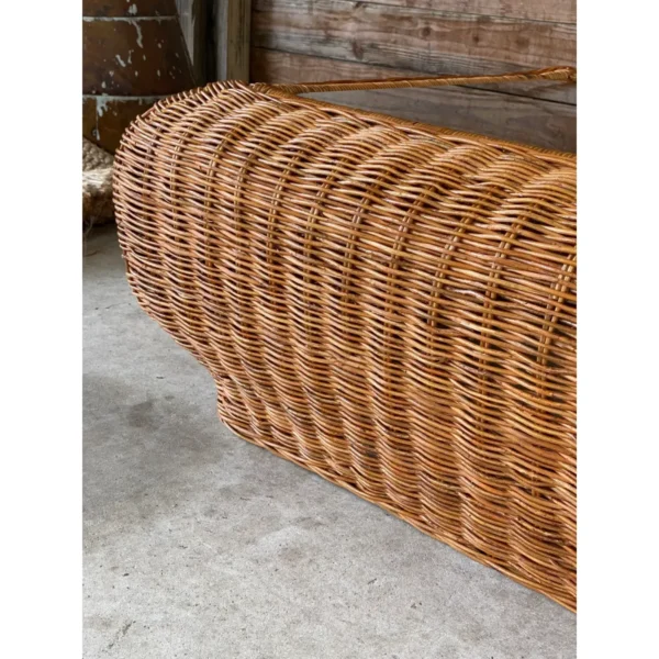 1970’s Vintage Coastal Mid-Century Modern Wicker Coffee Table - Image 9