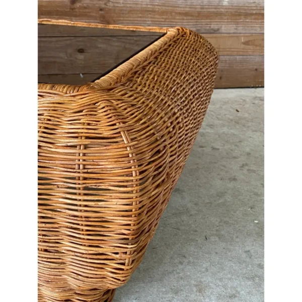 1970’s Vintage Coastal Mid-Century Modern Wicker Coffee Table - Image 13