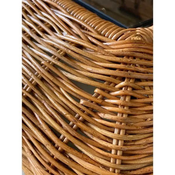 1970’s Vintage Coastal Mid-Century Modern Wicker Coffee Table - Image 6