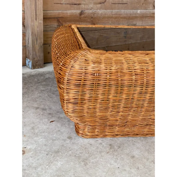 1970’s Vintage Coastal Mid-Century Modern Wicker Coffee Table - Image 14