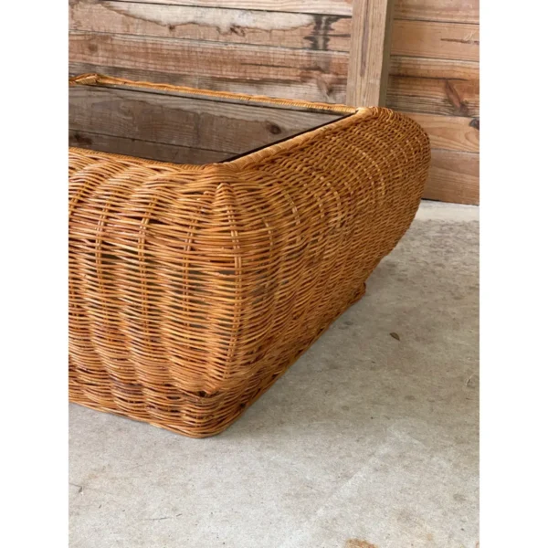 1970’s Vintage Coastal Mid-Century Modern Wicker Coffee Table - Image 10