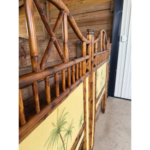 British Colonial Refinished Rattan Coastal Palm Tree Twin Headboards-Pair - Image 11