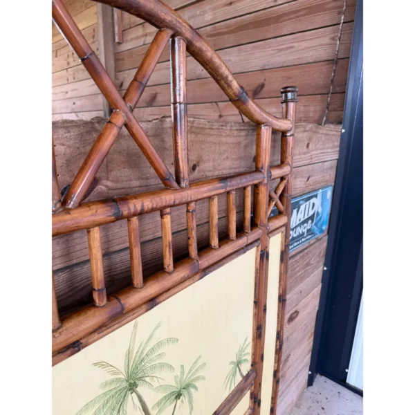 British Colonial Refinished Rattan Coastal Palm Tree Twin Headboards-Pair - Image 9