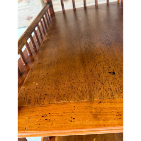British Colonial Style Bamboo and Woven Rattan Desk With Leather Inset Top - Image 5