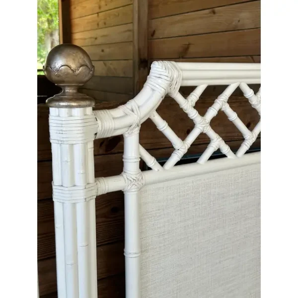 Coastal Rattan White Chippendale Twin Headboards-Pair