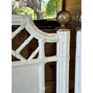 Coastal Rattan White Chippendale Twin Headboards-Pair