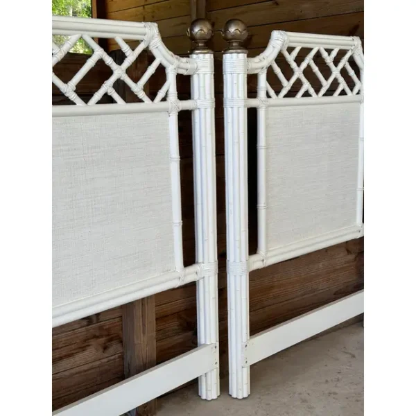 Coastal Rattan White Chippendale Twin Headboards-Pair