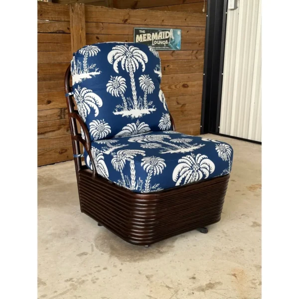 Coastal Regency Braxton Culler Stacked Rattan Swivel Thiabut Upholstered Slipper Chair - Image 8