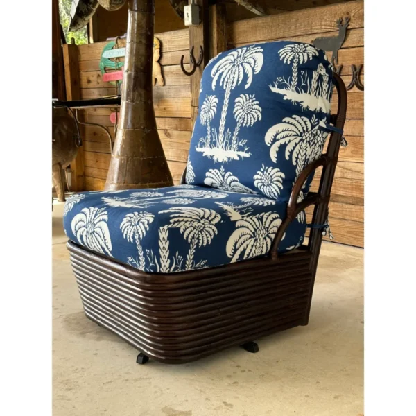 Coastal Regency Braxton Culler Stacked Rattan Swivel Thiabut Upholstered Slipper Chair - Image 10