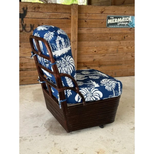 Coastal Regency Braxton Culler Stacked Rattan Swivel Thiabut Upholstered Slipper Chair - Image 12