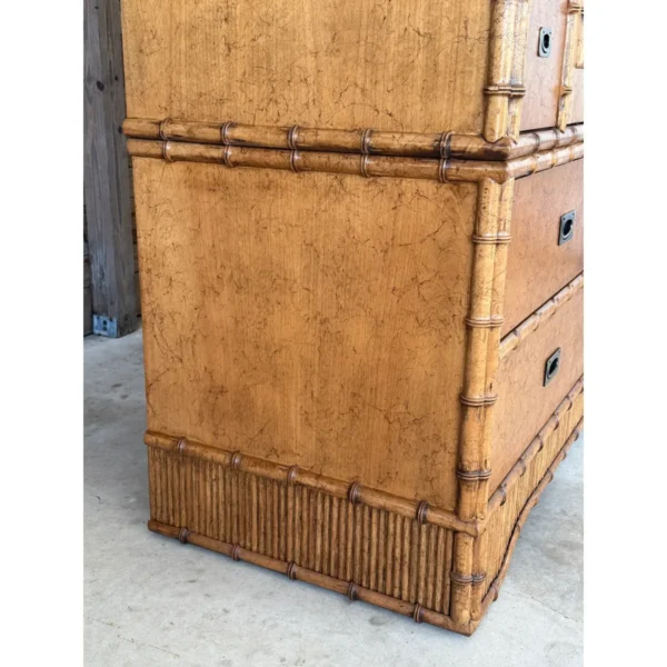 Coastal Regency Faux Bamboo and Cane Armoire by Miller Yee Fong for Ficks Reed - Image 8