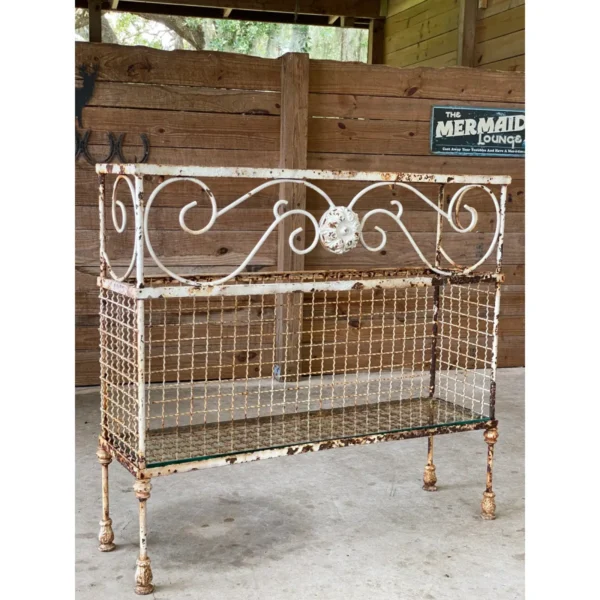 Early 20th Century French Wrought Iron Console With Glass Shelves and Acanthus Motif - Image 3