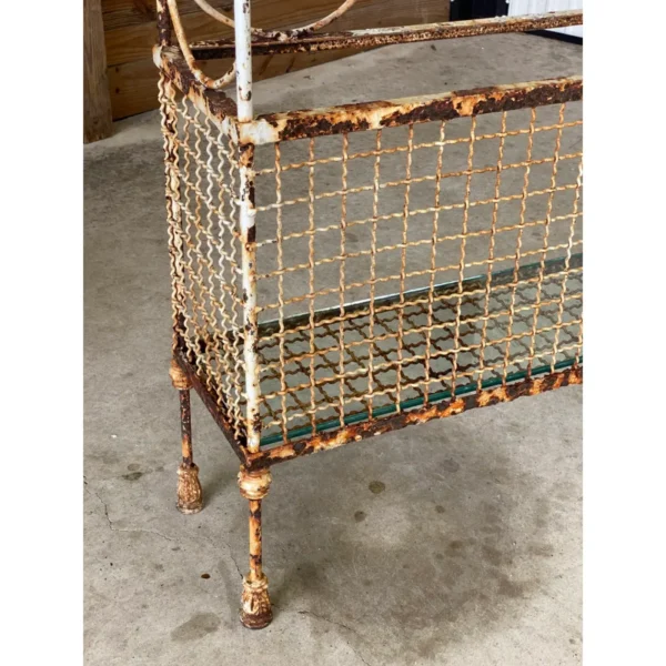 Early 20th Century French Wrought Iron Console With Glass Shelves and Acanthus Motif - Image 7