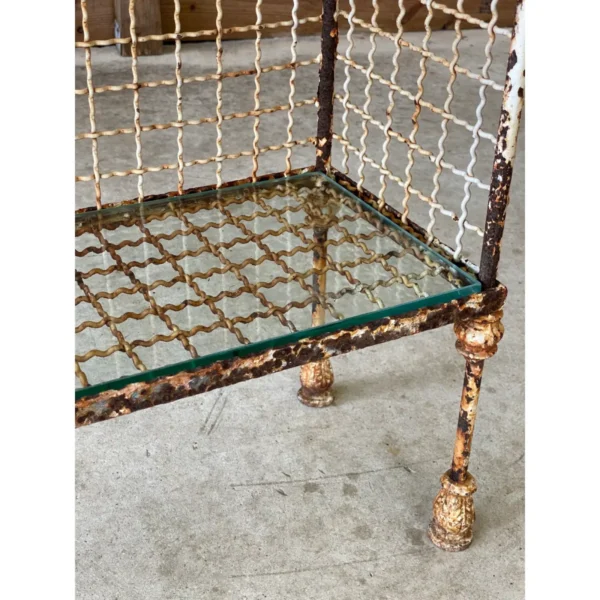 Early 20th Century French Wrought Iron Console With Glass Shelves and Acanthus Motif - Image 9