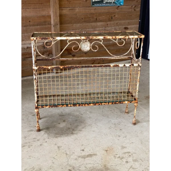 Early 20th Century French Wrought Iron Console With Glass Shelves and Acanthus Motif - Image 8
