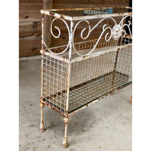 Early 20th Century French Wrought Iron Console With Glass Shelves and Acanthus Motif - Image 10