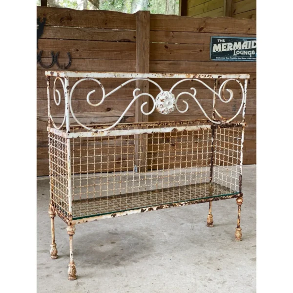 Early 20th Century French Wrought Iron Console With Glass Shelves and Acanthus Motif - Image 13
