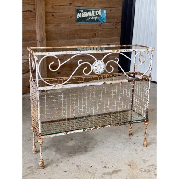 Early 20th Century French Wrought Iron Console With Glass Shelves and Acanthus Motif - Image 12