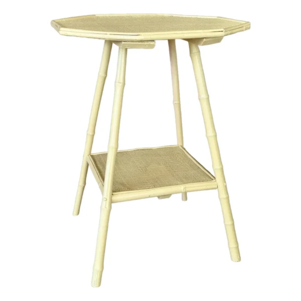 Late 19th Century Coastal Bamboo Wicker Octagon Side Table - Image 2