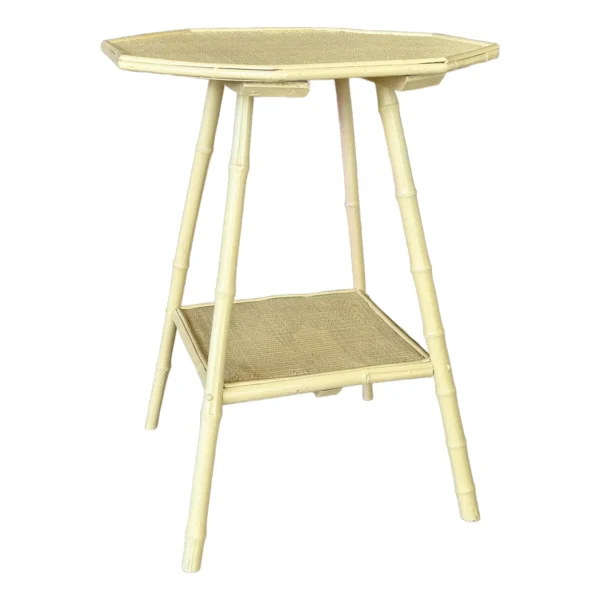 Late 19th Century Coastal Bamboo Wicker Octagon Side Table