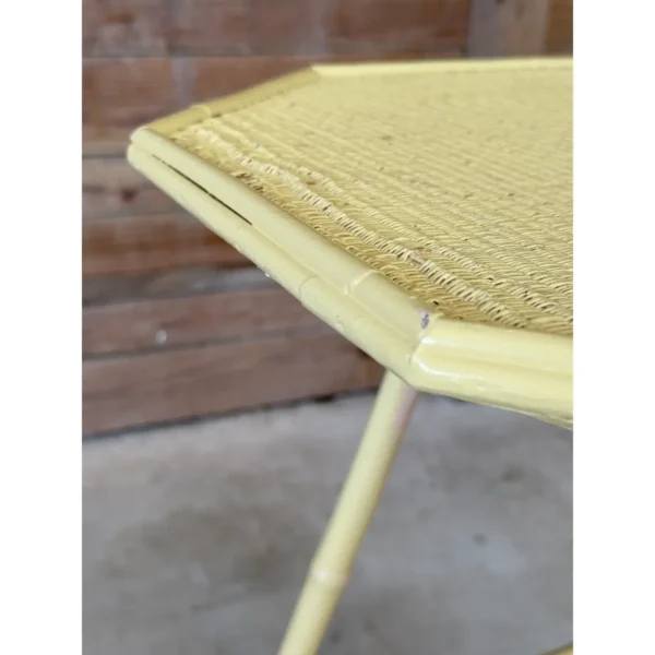 Late 19th Century Coastal Bamboo Wicker Octagon Side Table - Image 5