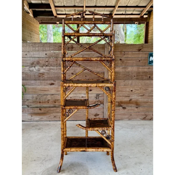 Late 19th Century Victorian Aesthetic Movement Refinished Bamboo and Japanned Étagère - Image 13