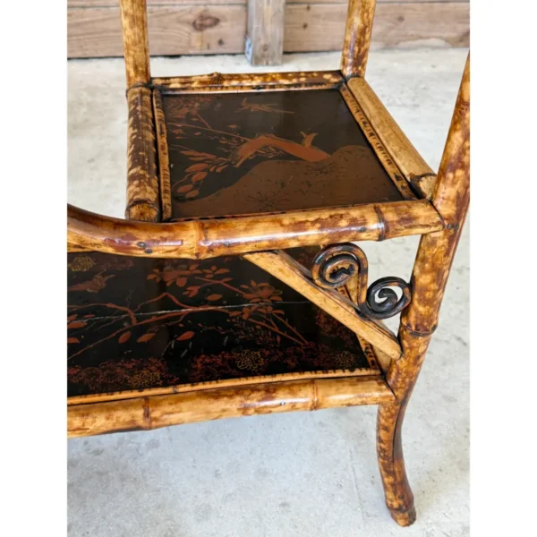 Late 19th Century Victorian Aesthetic Movement Refinished Bamboo and Japanned Étagère - Image 3