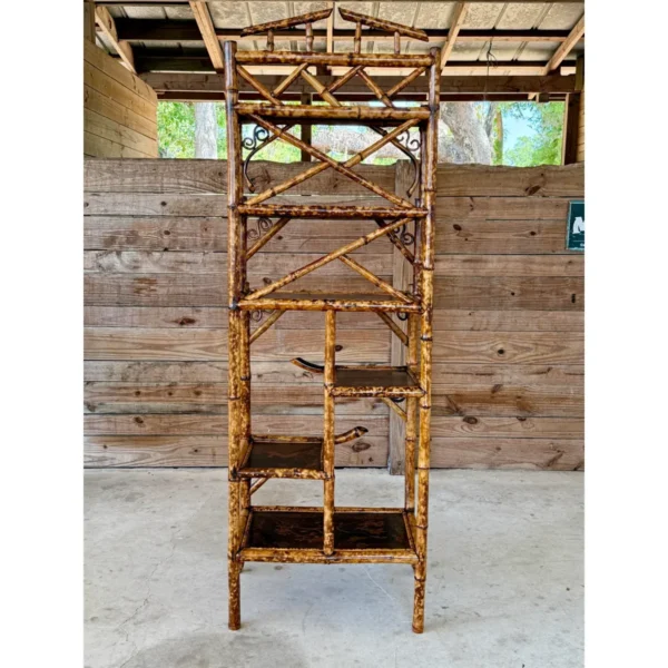 Late 19th Century Victorian Aesthetic Movement Refinished Bamboo and Japanned Étagère - Image 8