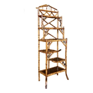 Late 19th Century Victorian Aesthetic Movement Refinished Bamboo and Japanned Étagère
