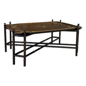 Late 20th Century Baker Knapp and Tubbs Chinoiserie Faux Bamboo Tray Top Coffee Table