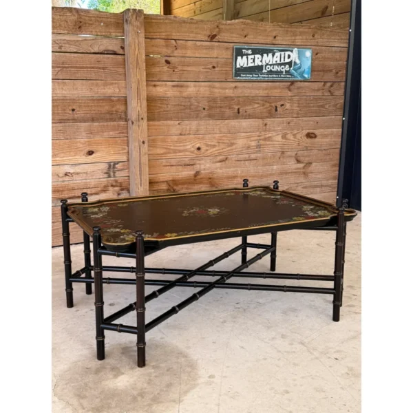 Late 20th Century Baker Knapp and Tubbs Chinoiserie Faux Bamboo Tray Top Coffee Table - Image 3