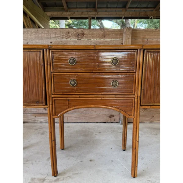 Late 20th Century Coastal Organic Modern Refinished Rattan Sideboard by E. Murio, Manila - Image 7