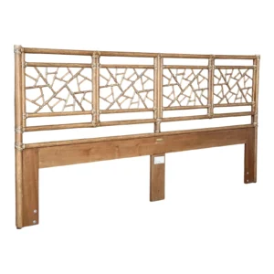 Late 20th Century Organic Modern “Cracked Ice” Rattan King Headboard by McGuire