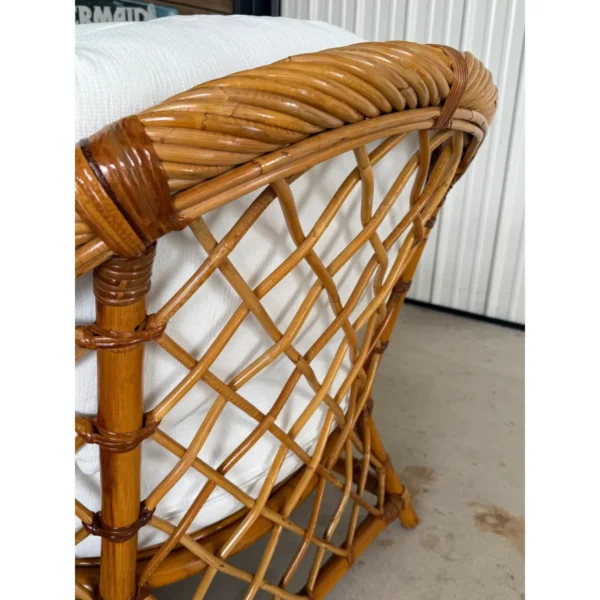 Late 20th Century Organic Modern Restored Twist Rattan Lounge Chairs With Custom Sunbrella Upholstery-Pair - Image 9