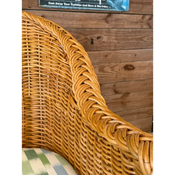 Late 20th Century Restored Rattan Braid Side Chairs Newly Upholstered-Pair - Image 6