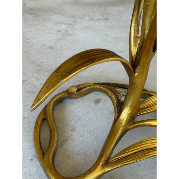 Mid-20th Century Arthur Court Gilded Lily Side Table With Glass Top - Image 10